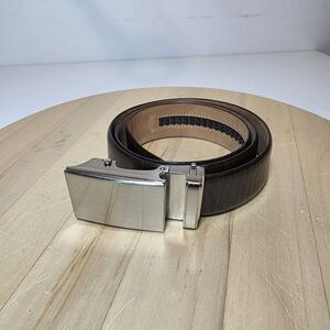 Nexbelt No Hole Ratchet Belt System Solid Buckle Lizard Print Dark Brown Leather